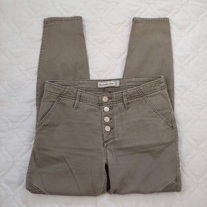 Abercrombie & Fitch Gray Olive Skinny Moto Pant